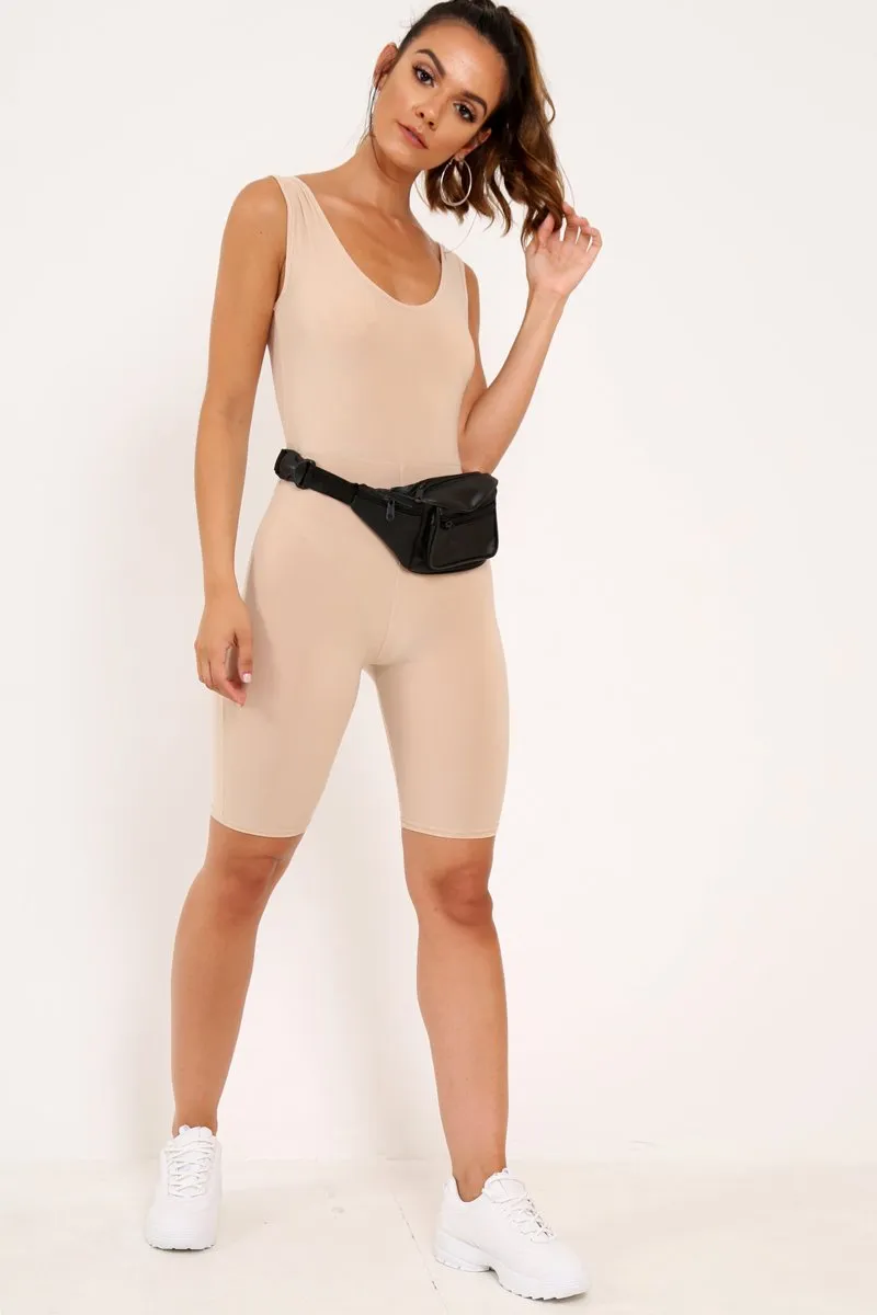 Nude Bodycon Scoop Neck Unitard - Idalie
