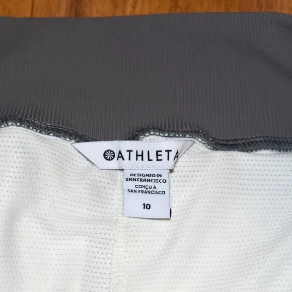 NWT Athleta Brooklyn Textured 16&quot; Gray Stripe Skort Sz 10  SP22