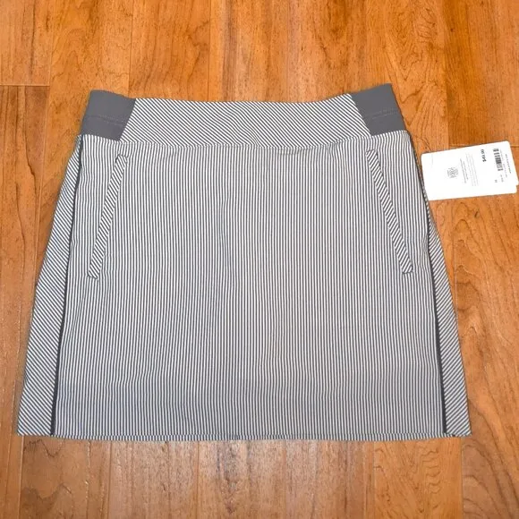 NWT Athleta Brooklyn Textured 16&quot; Gray Stripe Skort Sz 10  SP22