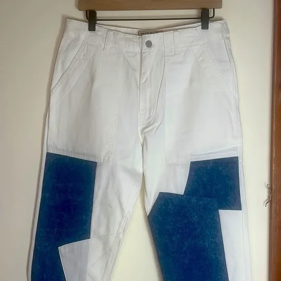 NWT Free People Sandrine Rose White‎ Denim Patchwork Jeans Size 28