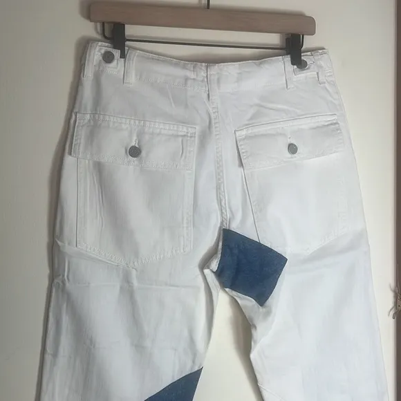 NWT Free People Sandrine Rose White‎ Denim Patchwork Jeans Size 28
