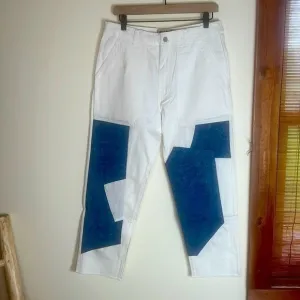 NWT Free People Sandrine Rose White‎ Denim Patchwork Jeans Size 28