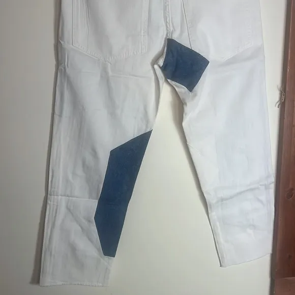 NWT Free People Sandrine Rose White‎ Denim Patchwork Jeans Size 28