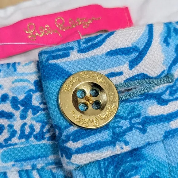 NWT! Lilly Pulitzer Buttercup Knit Shorts Amalfi Blue Sunny State Of Mind Sz 14