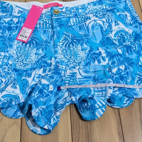 NWT! Lilly Pulitzer Buttercup Knit Shorts Amalfi Blue Sunny State Of Mind Sz 14