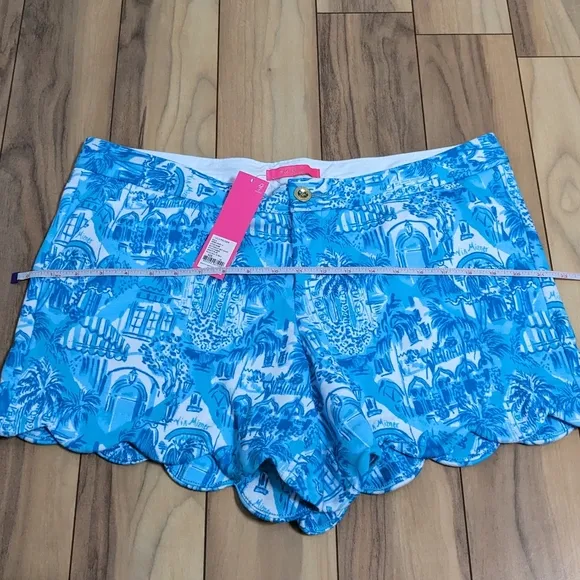 NWT! Lilly Pulitzer Buttercup Knit Shorts Amalfi Blue Sunny State Of Mind Sz 14