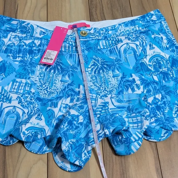 NWT! Lilly Pulitzer Buttercup Knit Shorts Amalfi Blue Sunny State Of Mind Sz 14