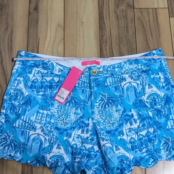NWT! Lilly Pulitzer Buttercup Knit Shorts Amalfi Blue Sunny State Of Mind Sz 14