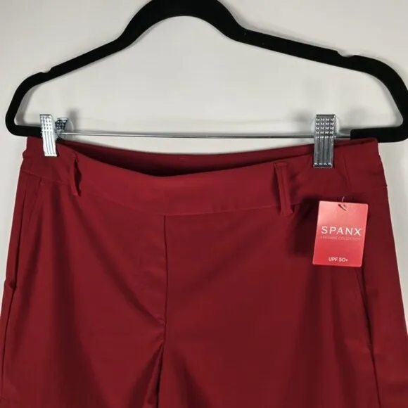 NWT SPANX Sunshine Pull on Shorts 6” Dark Cherry With Pockets 50420R Size M