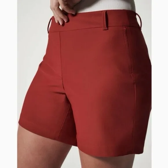 NWT SPANX Sunshine Pull on Shorts 6” Dark Cherry With Pockets 50420R Size M