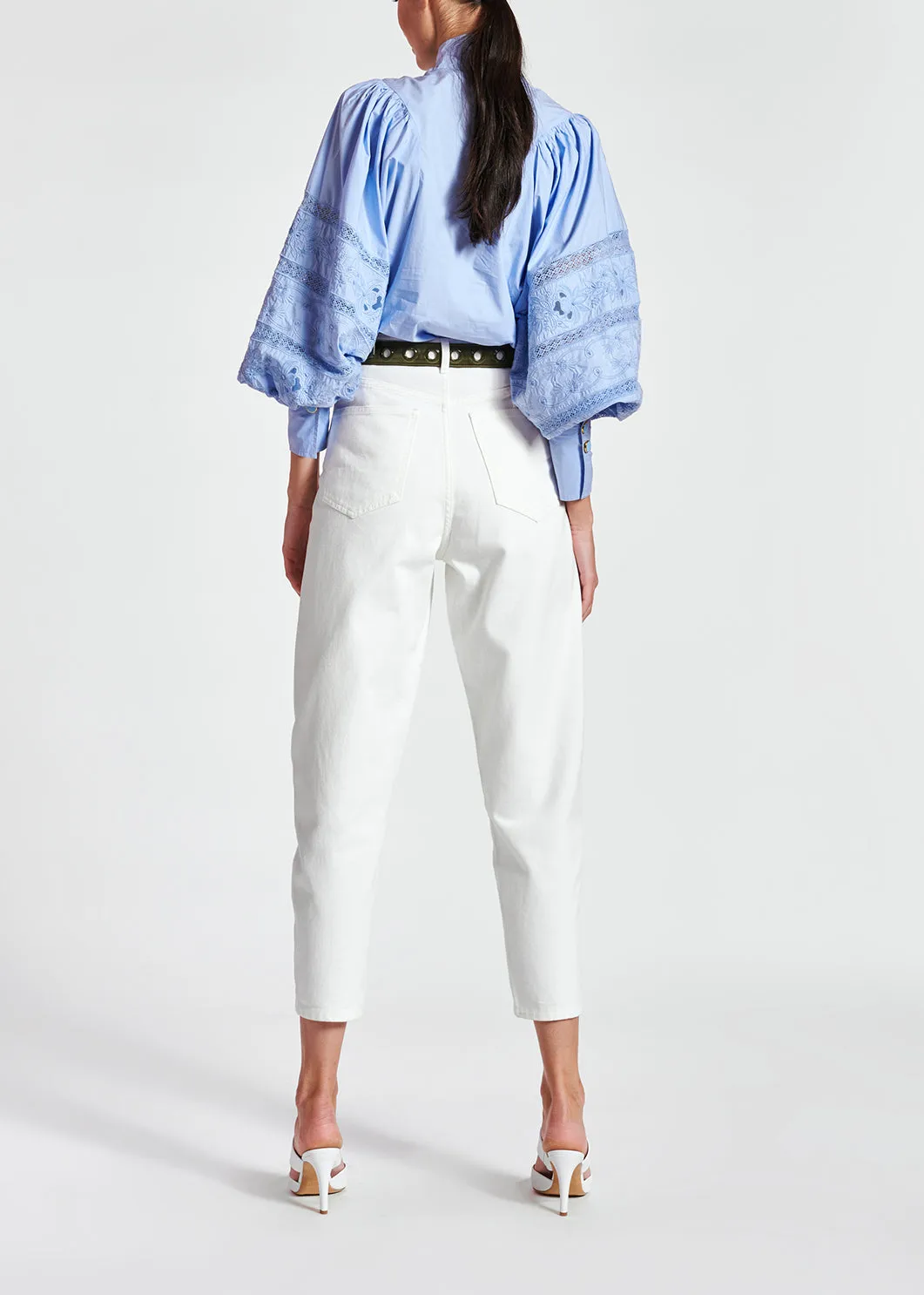 Off-white high-waisted loose-fit jeans