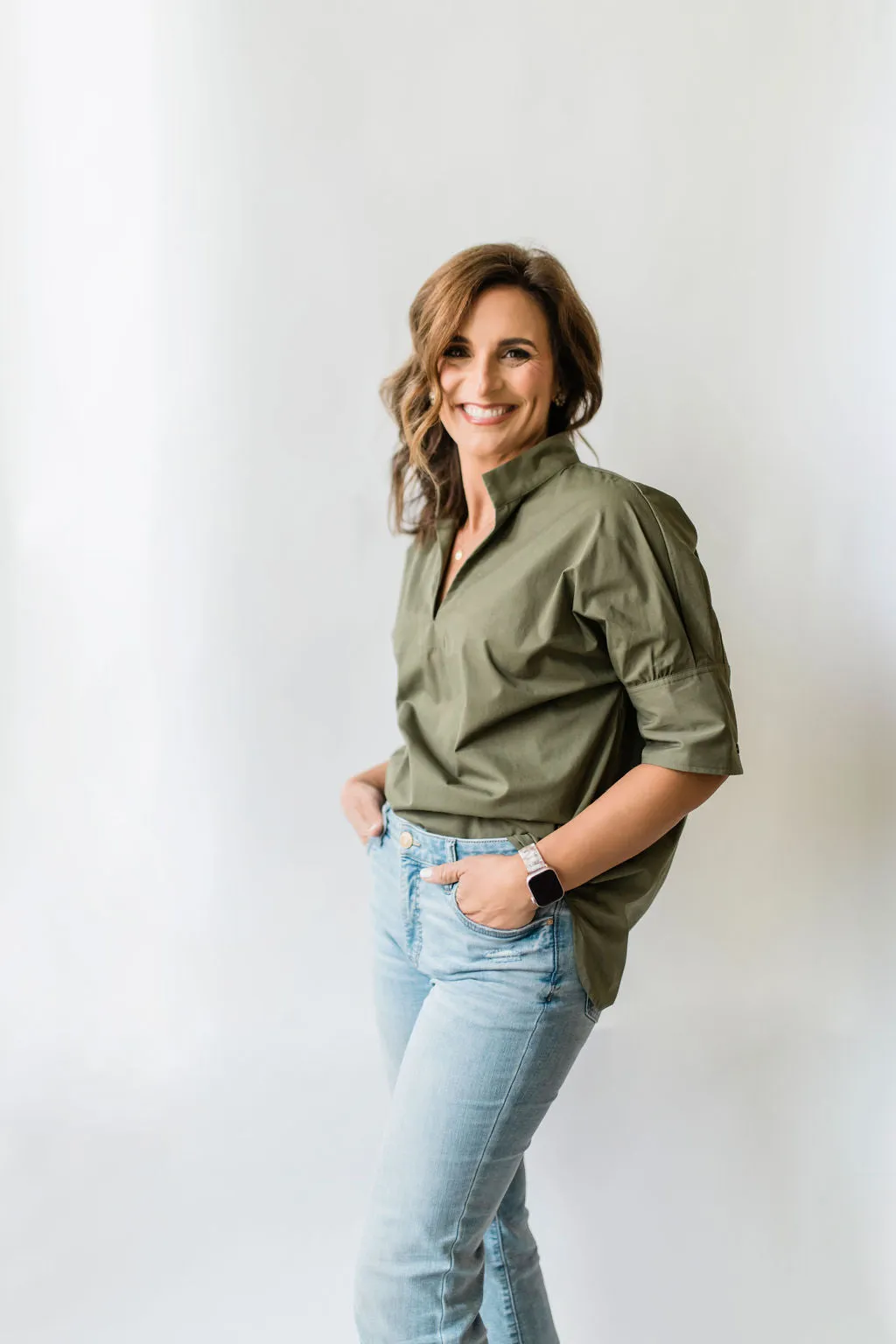 Olive Pullover Cotton Shirt - The Charlie