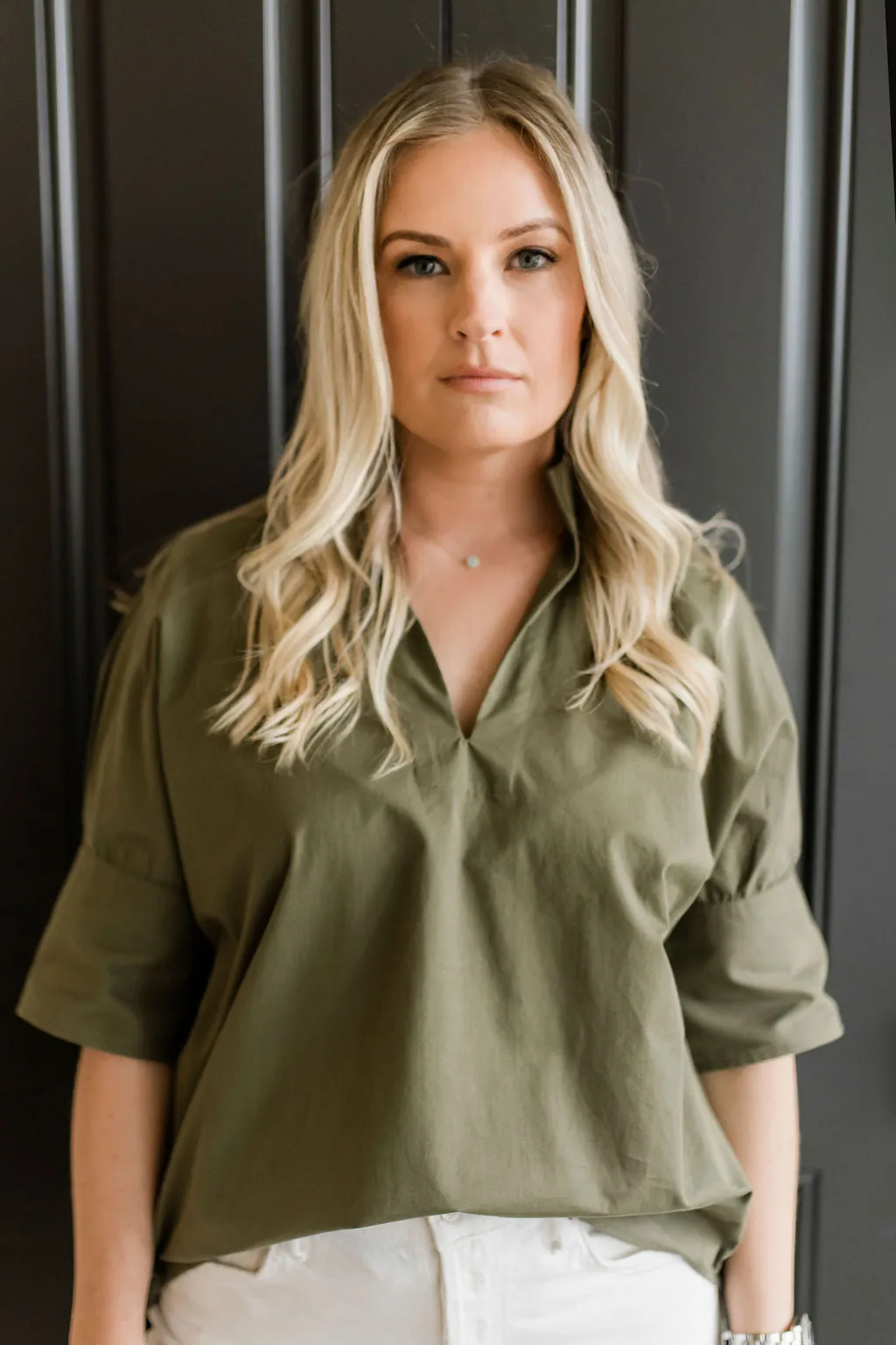 Olive Pullover Cotton Shirt - The Charlie