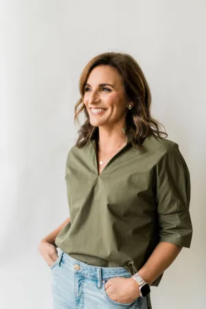 Olive Pullover Cotton Shirt - The Charlie