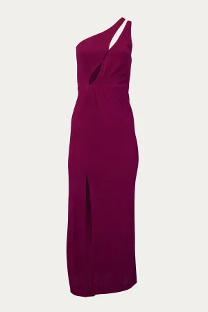 ONE-SHOULDER STRETCH-JERSEY CUTOUT MAXI DRESS