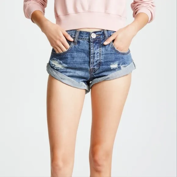 One Teaspoon Bad Seed Bandits Super Short Jean Shorts Women's Size 30