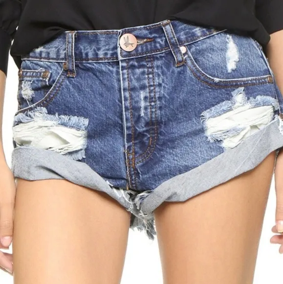 One Teaspoon Bad Seed Bandits Super Short Jean Shorts Women's Size 30