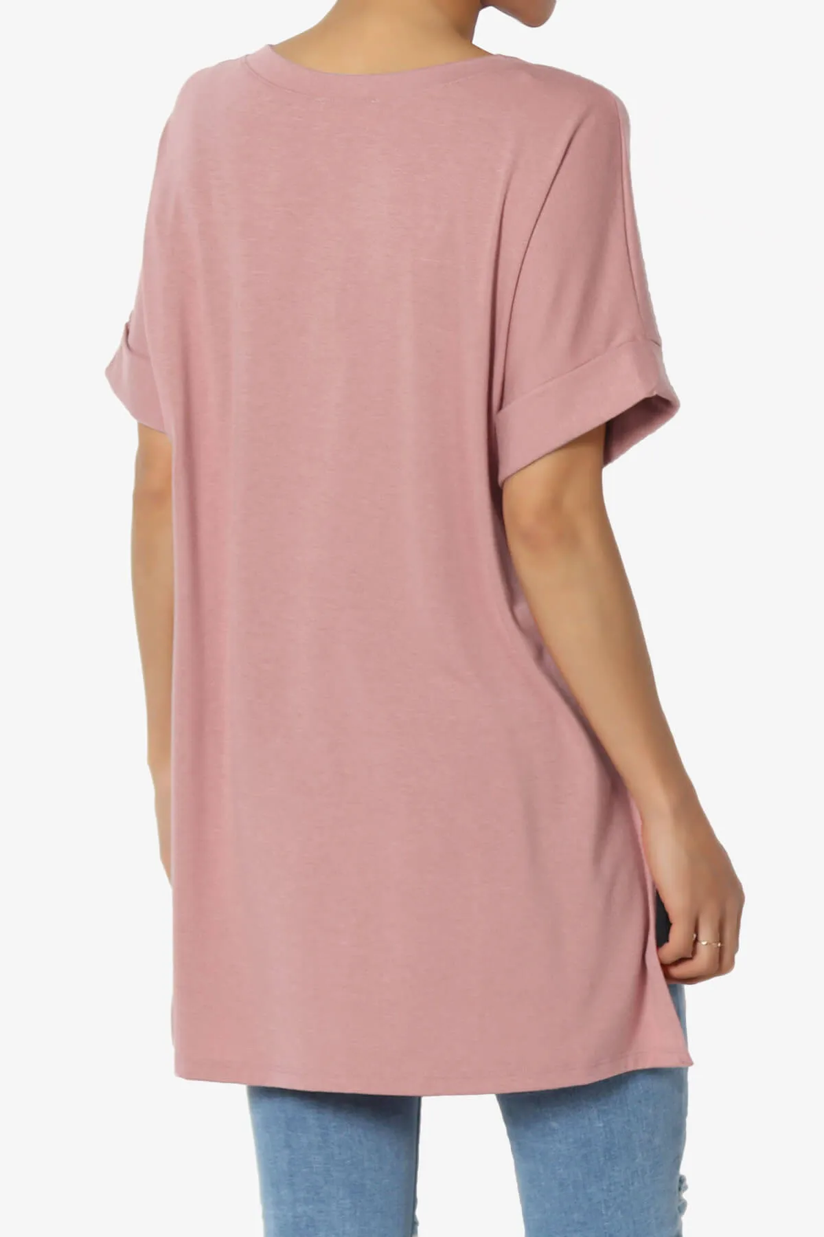 Onella V-Neck Rolled Short Sleeve Top PLUS