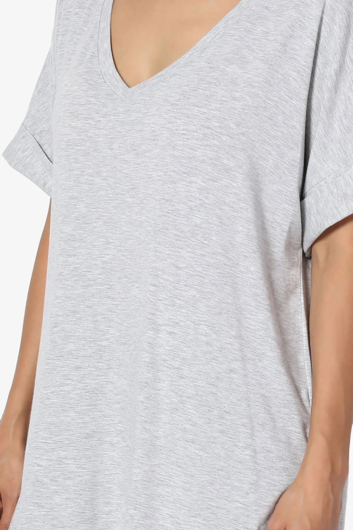Onella V-Neck Rolled Short Sleeve Top PLUS
