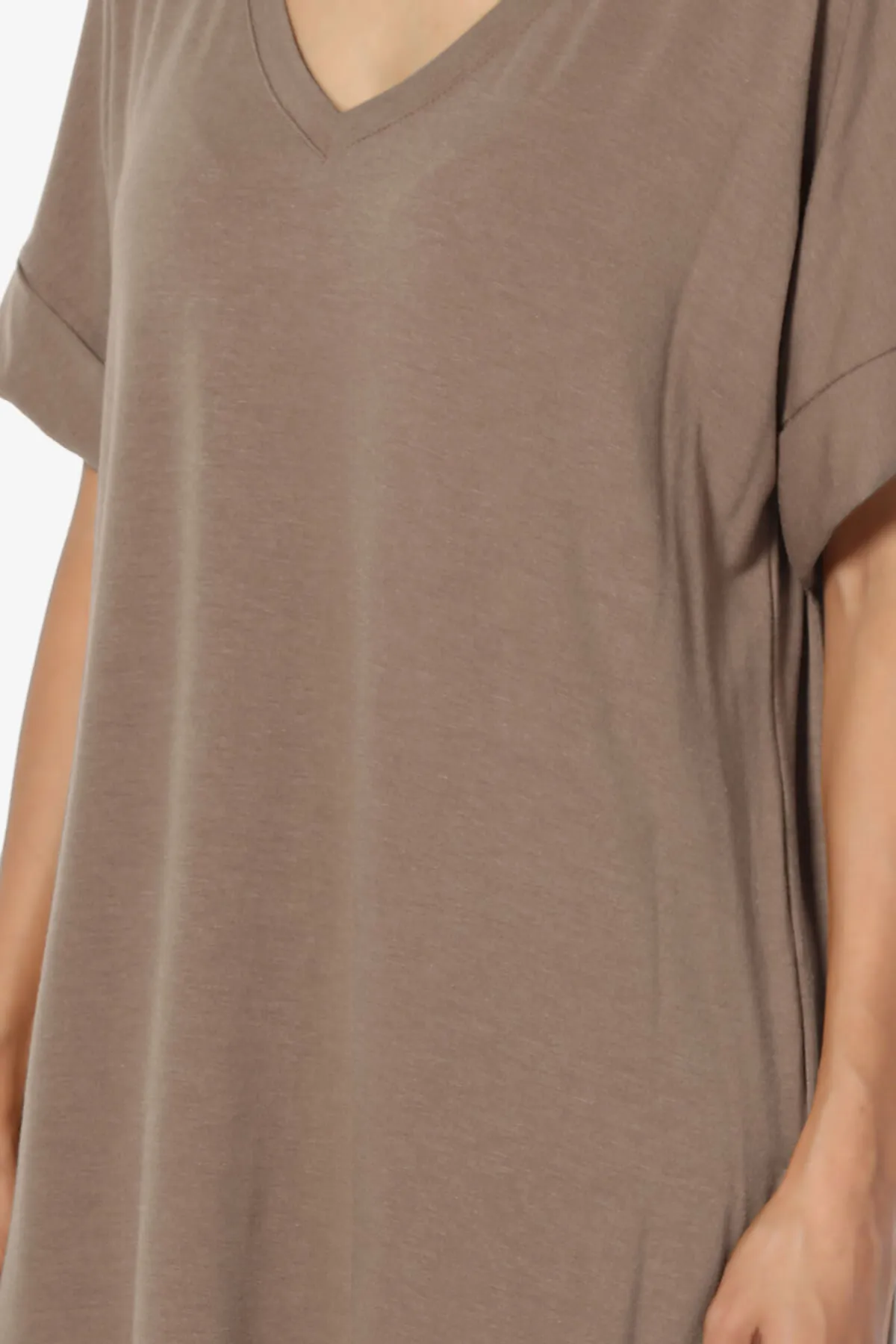 Onella V-Neck Rolled Short Sleeve Top PLUS