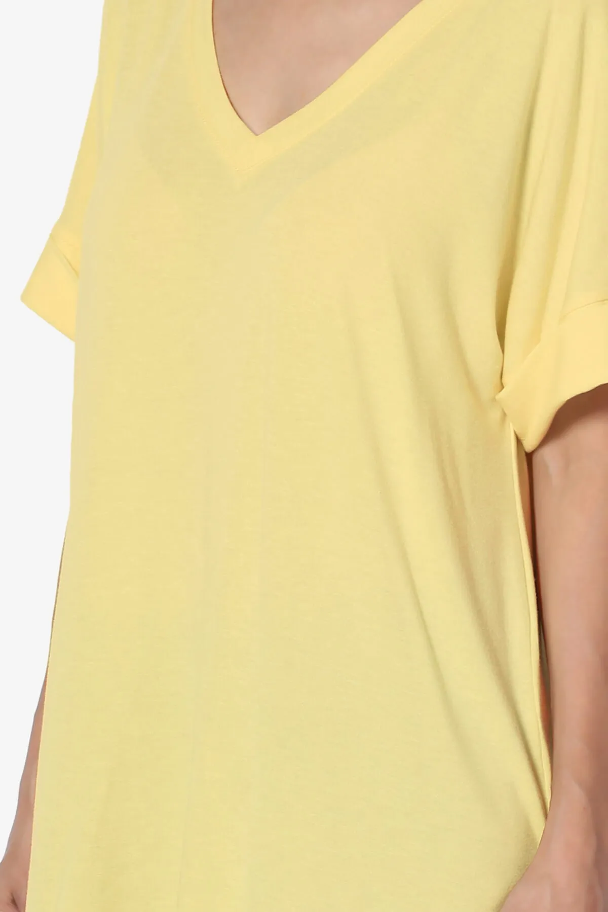 Onella V-Neck Rolled Short Sleeve Top PLUS