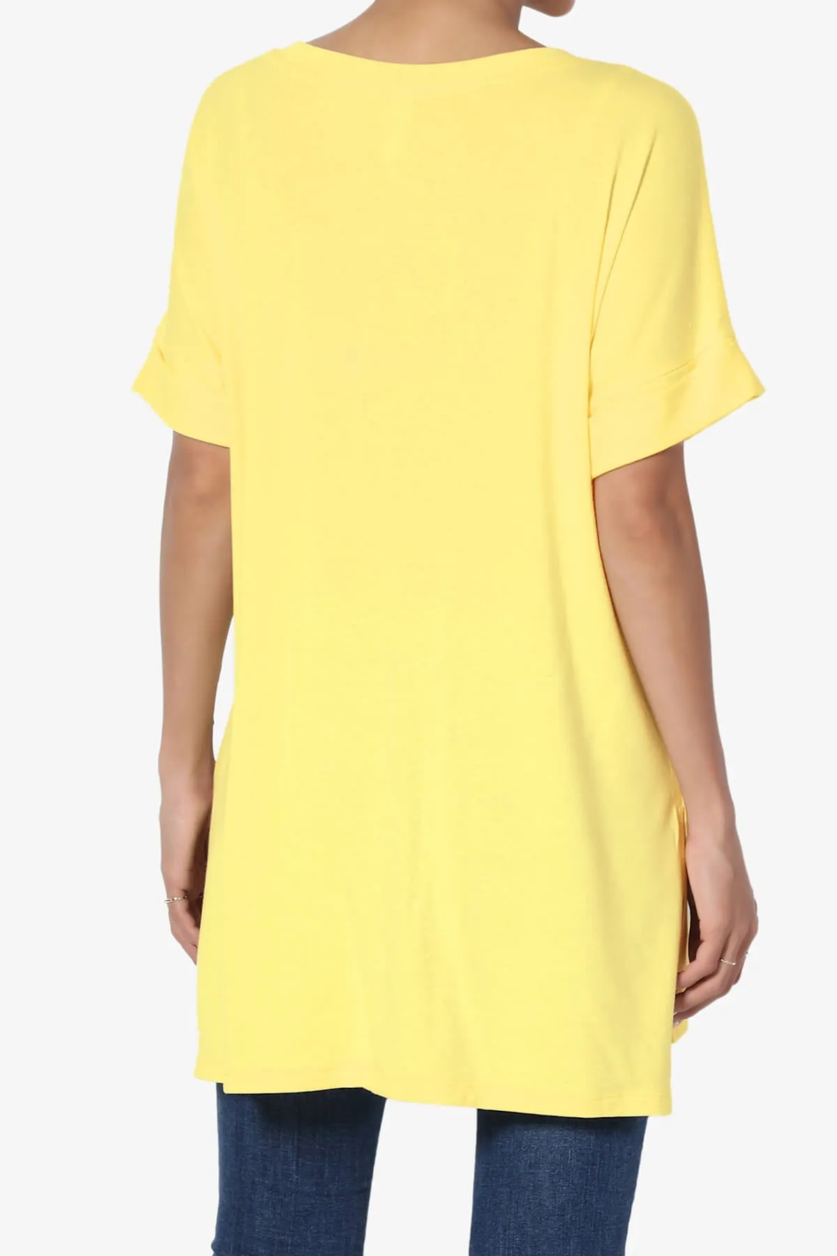 Onella V-Neck Rolled Short Sleeve Top PLUS