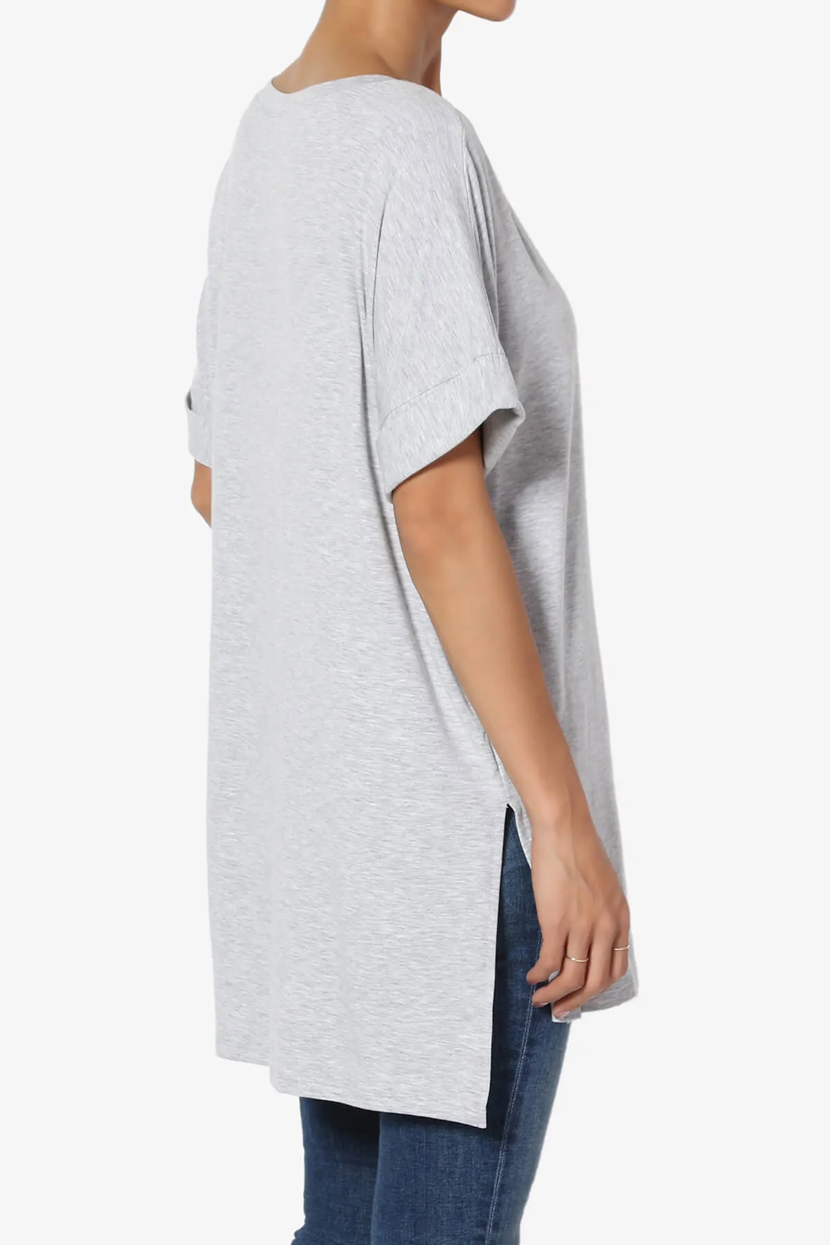Onella V-Neck Rolled Short Sleeve Top PLUS