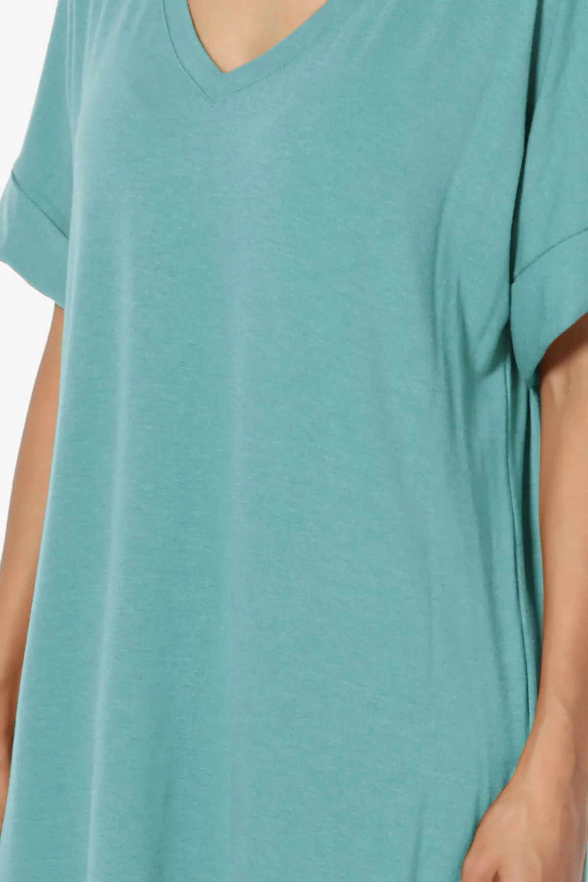 Onella V-Neck Rolled Short Sleeve Top PLUS
