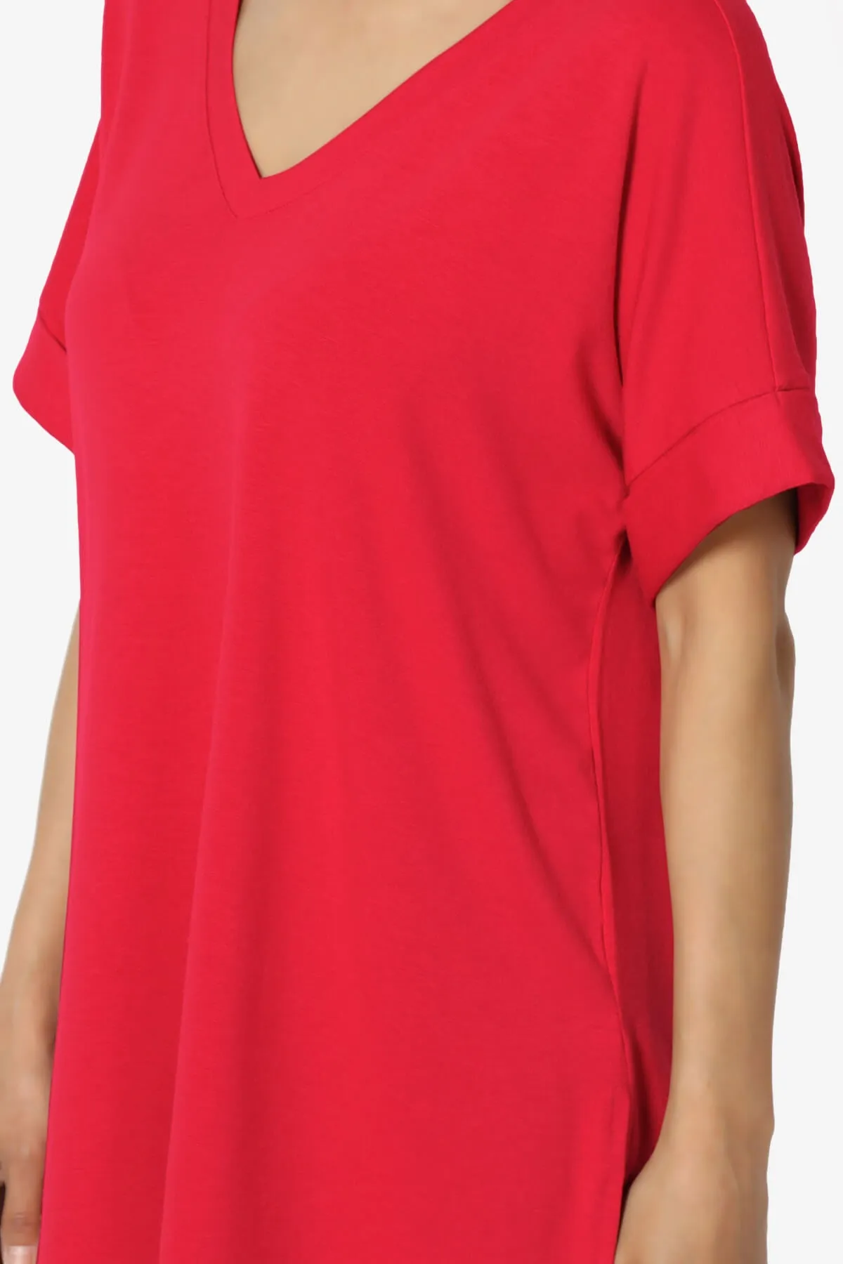 Onella V-Neck Rolled Short Sleeve Top PLUS