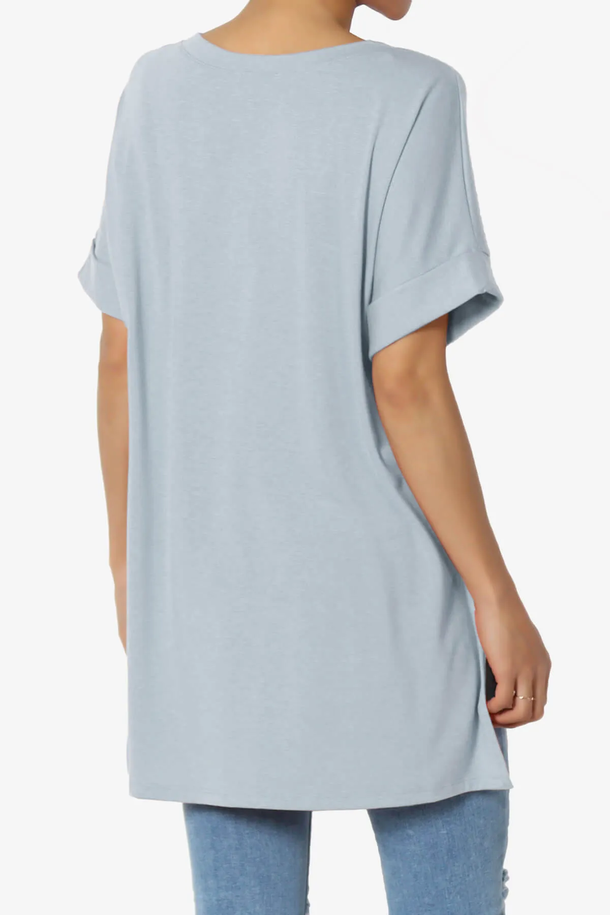 Onella V-Neck Rolled Short Sleeve Top PLUS
