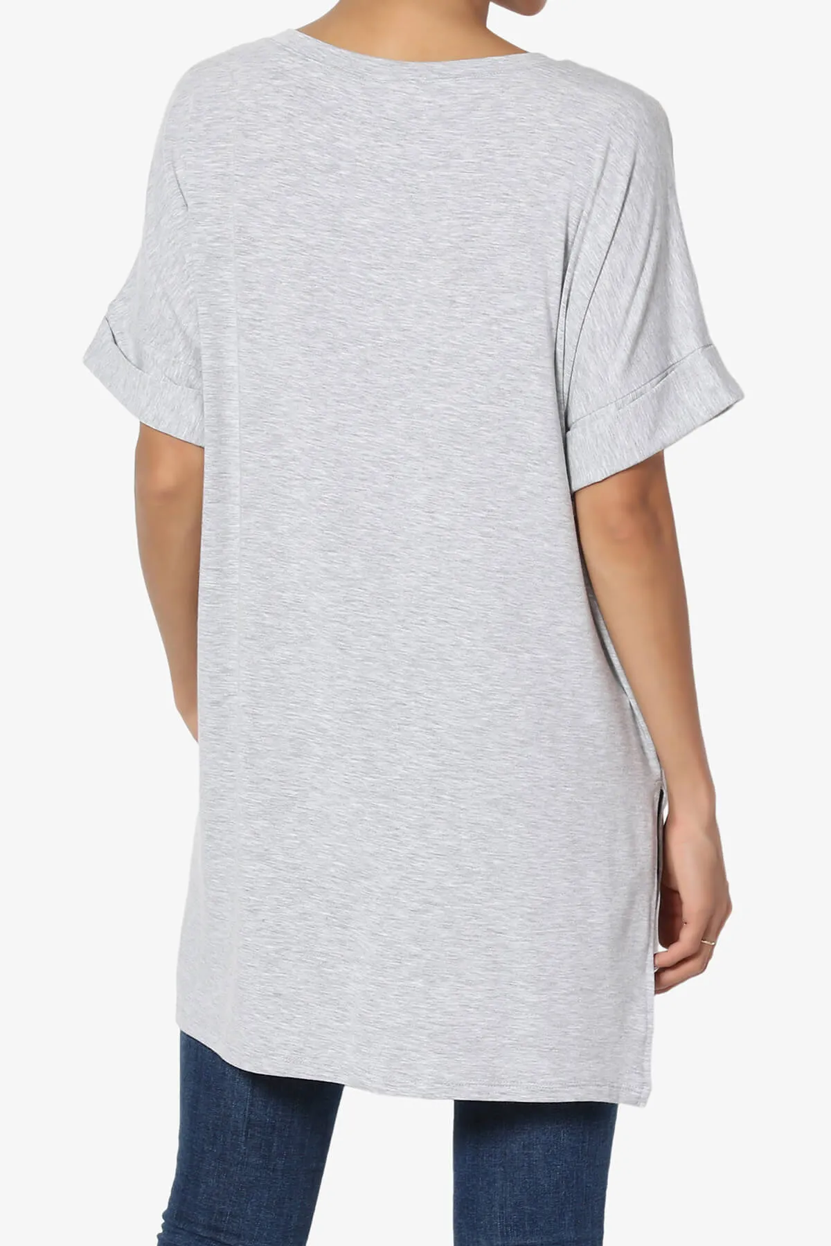 Onella V-Neck Rolled Short Sleeve Top PLUS