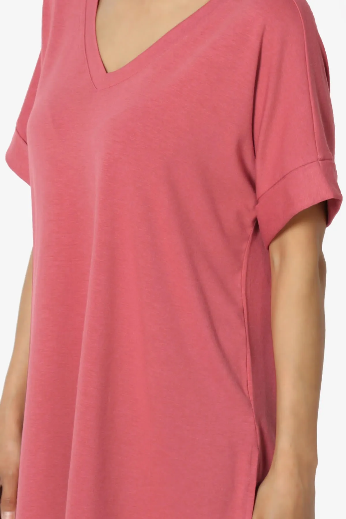 Onella V-Neck Rolled Short Sleeve Top PLUS