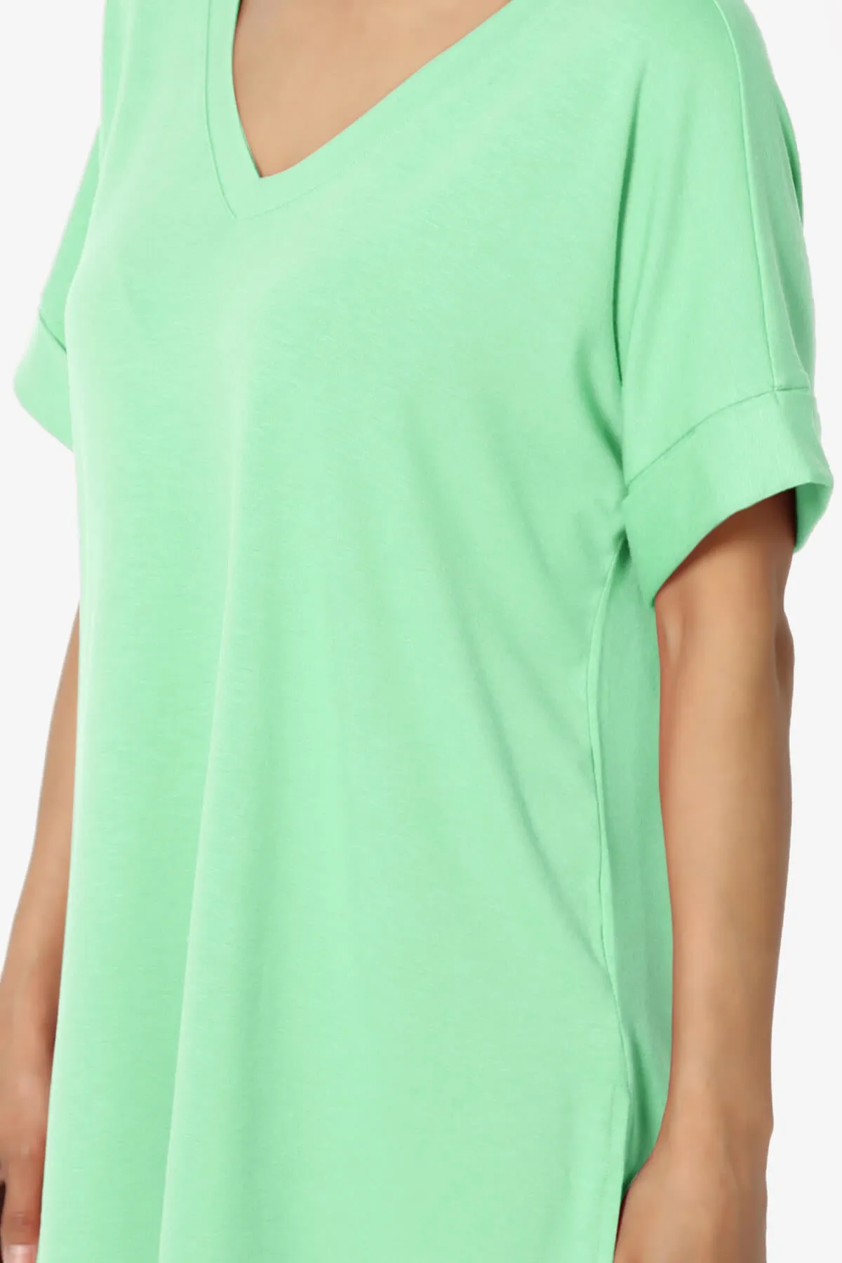 Onella V-Neck Rolled Short Sleeve Top PLUS