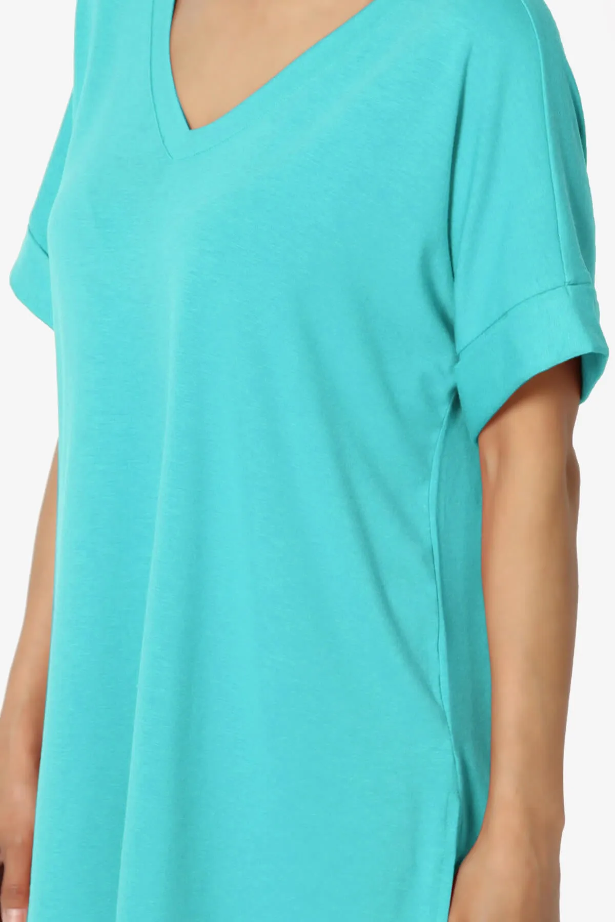 Onella V-Neck Rolled Short Sleeve Top PLUS