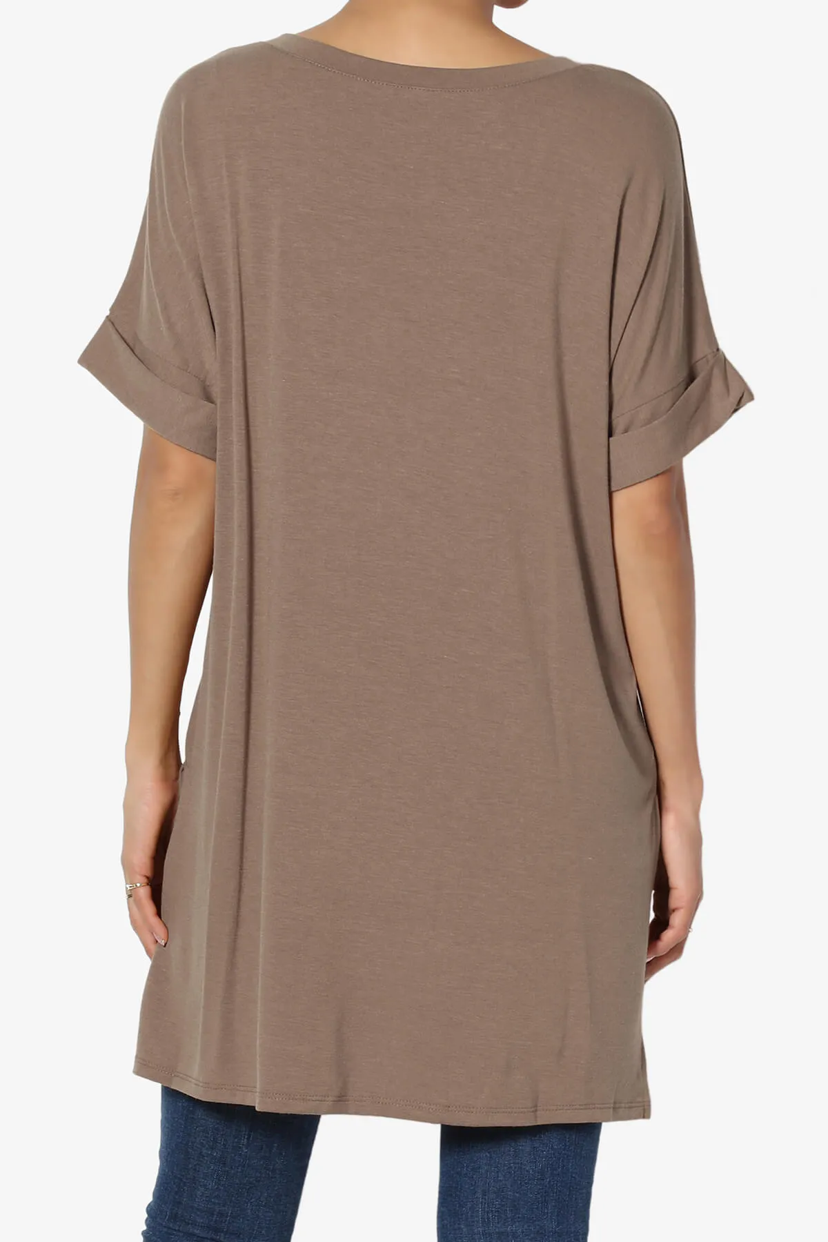 Onella V-Neck Rolled Short Sleeve Top PLUS