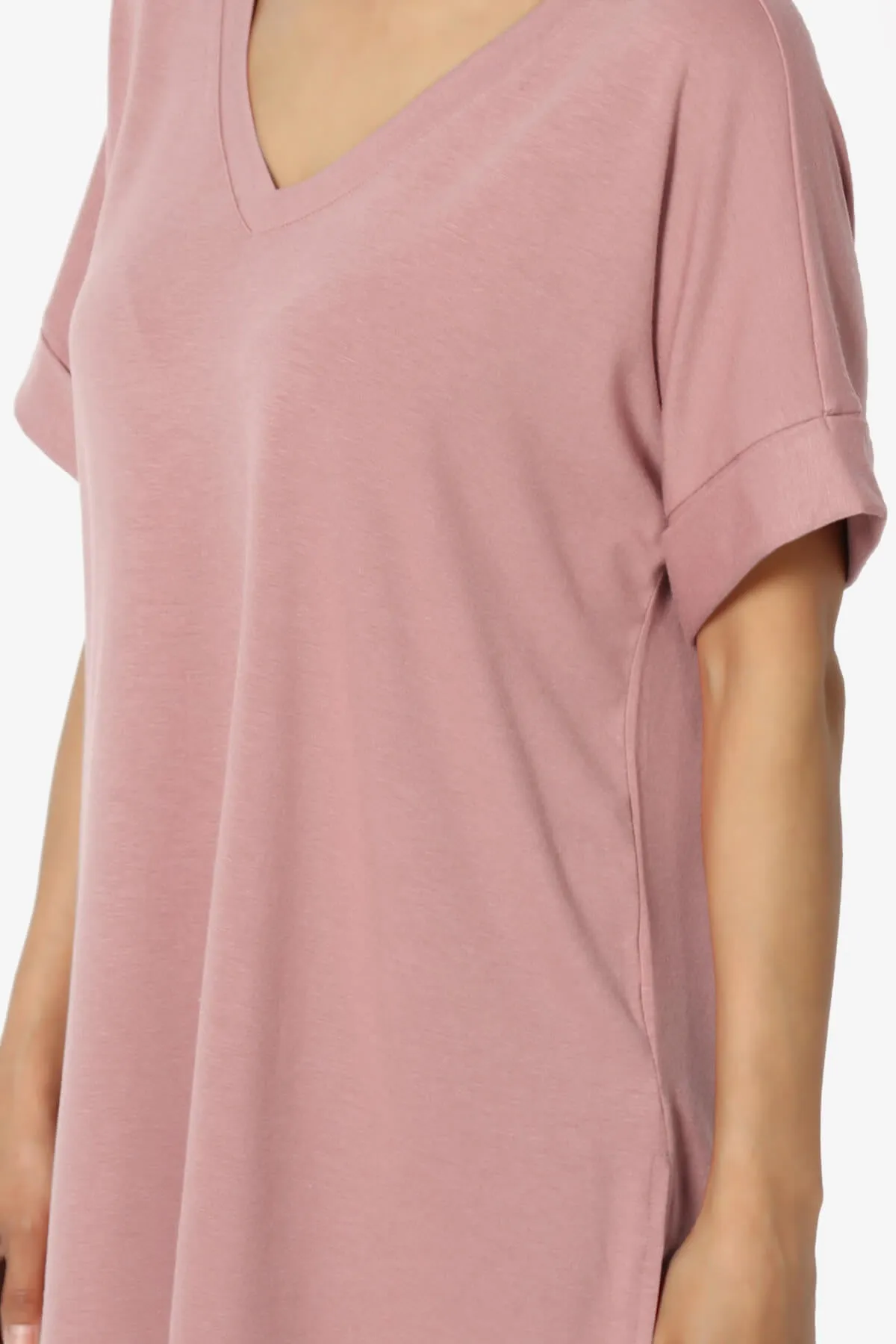 Onella V-Neck Rolled Short Sleeve Top PLUS