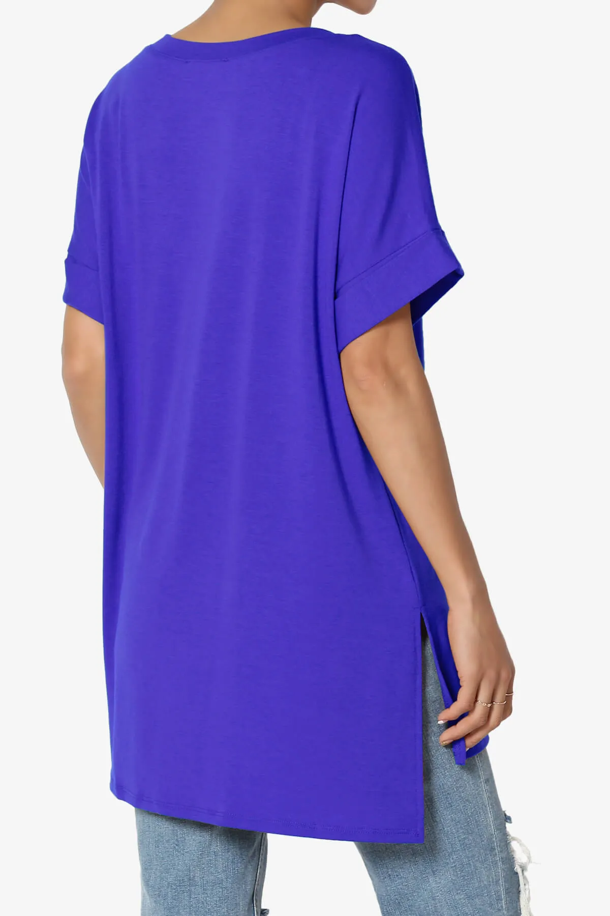 Onella V-Neck Rolled Short Sleeve Top PLUS