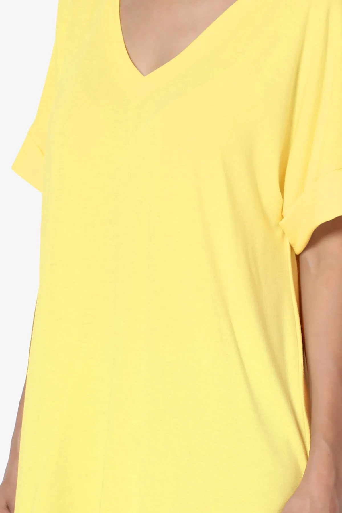 Onella V-Neck Rolled Short Sleeve Top PLUS
