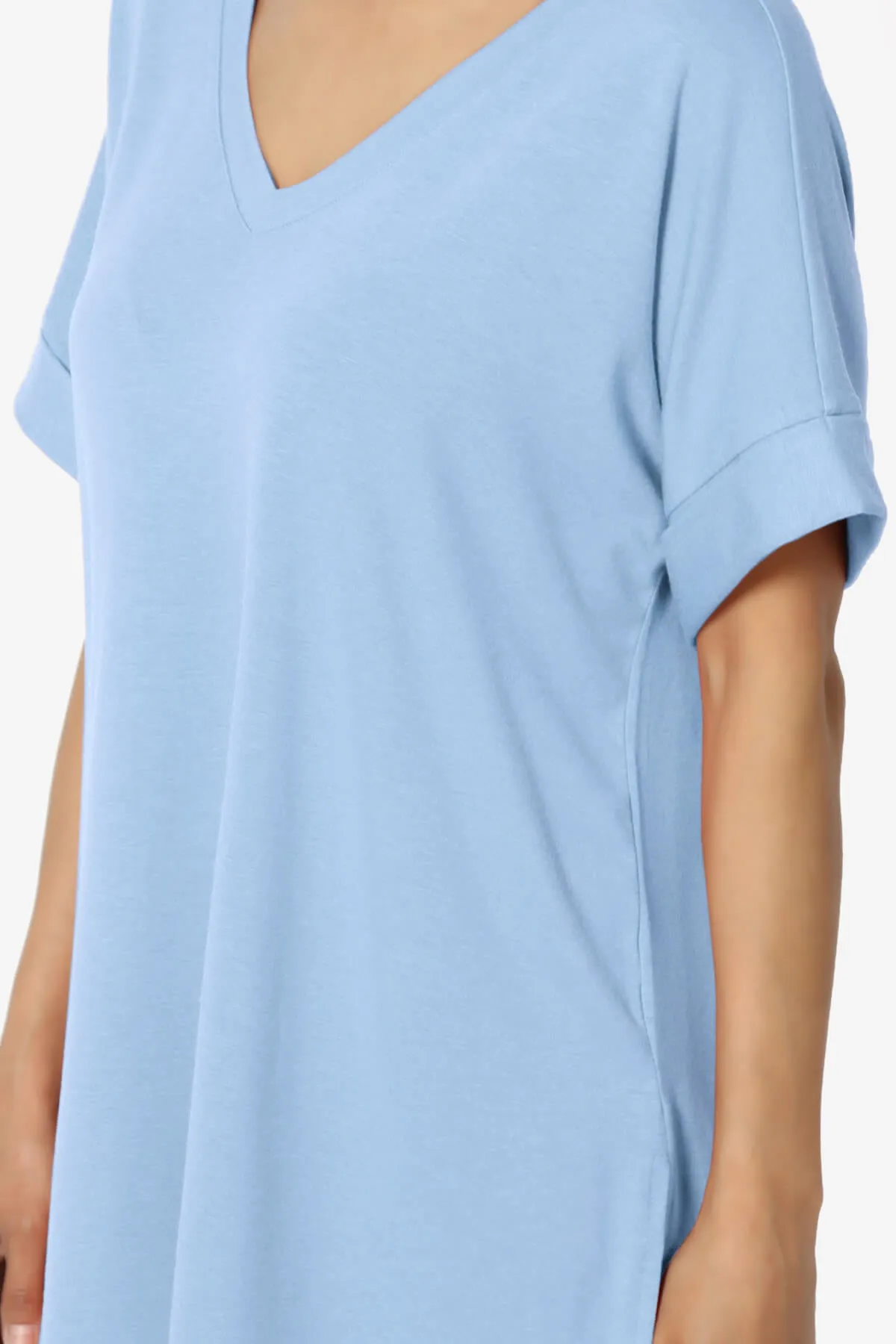 Onella V-Neck Rolled Short Sleeve Top PLUS