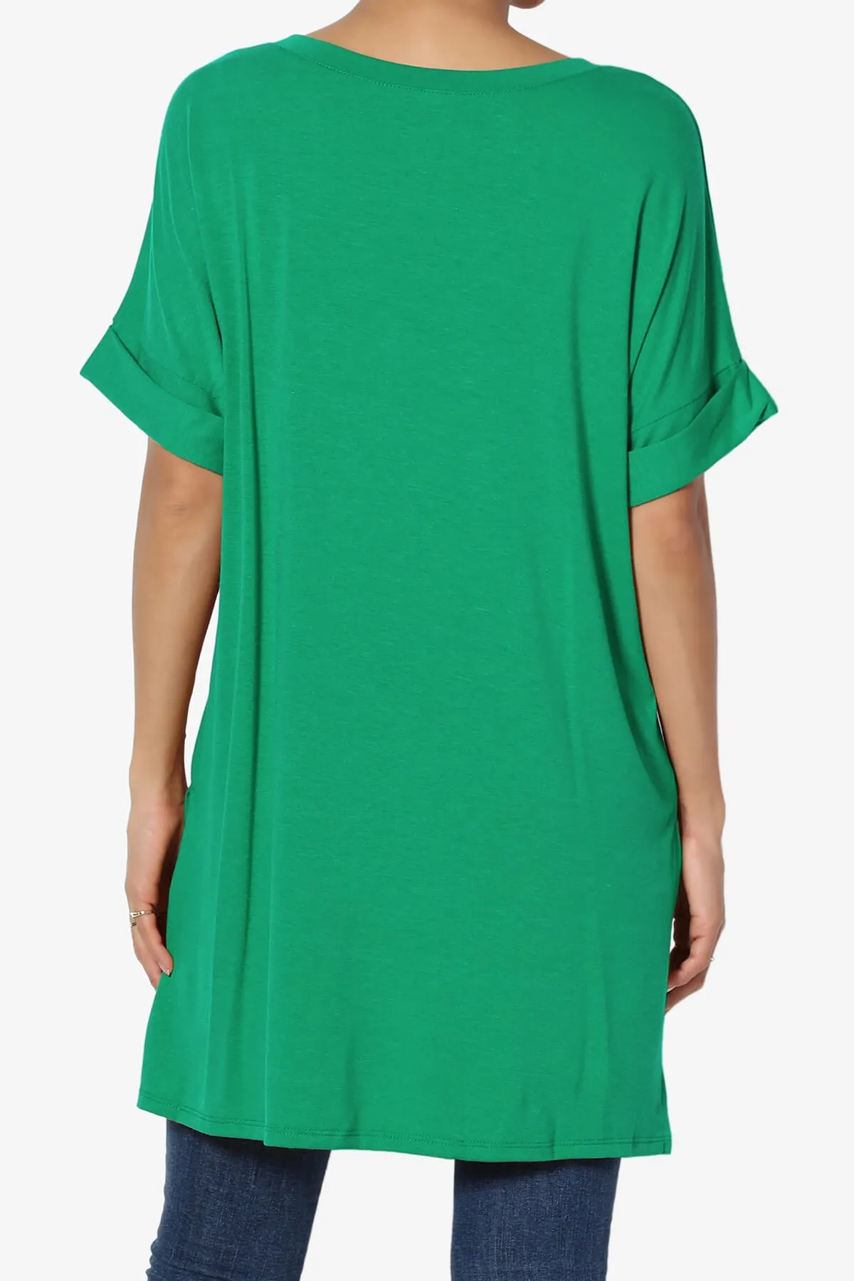 Onella V-Neck Rolled Short Sleeve Top PLUS