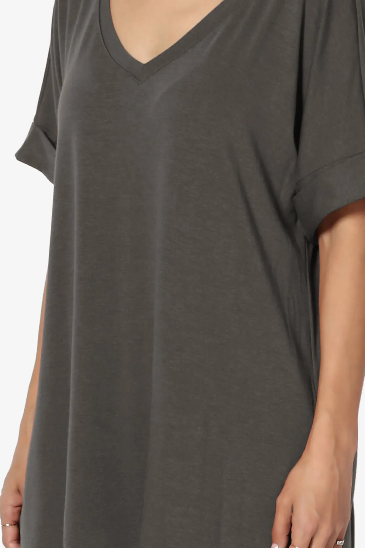 Onella V-Neck Rolled Short Sleeve Top PLUS