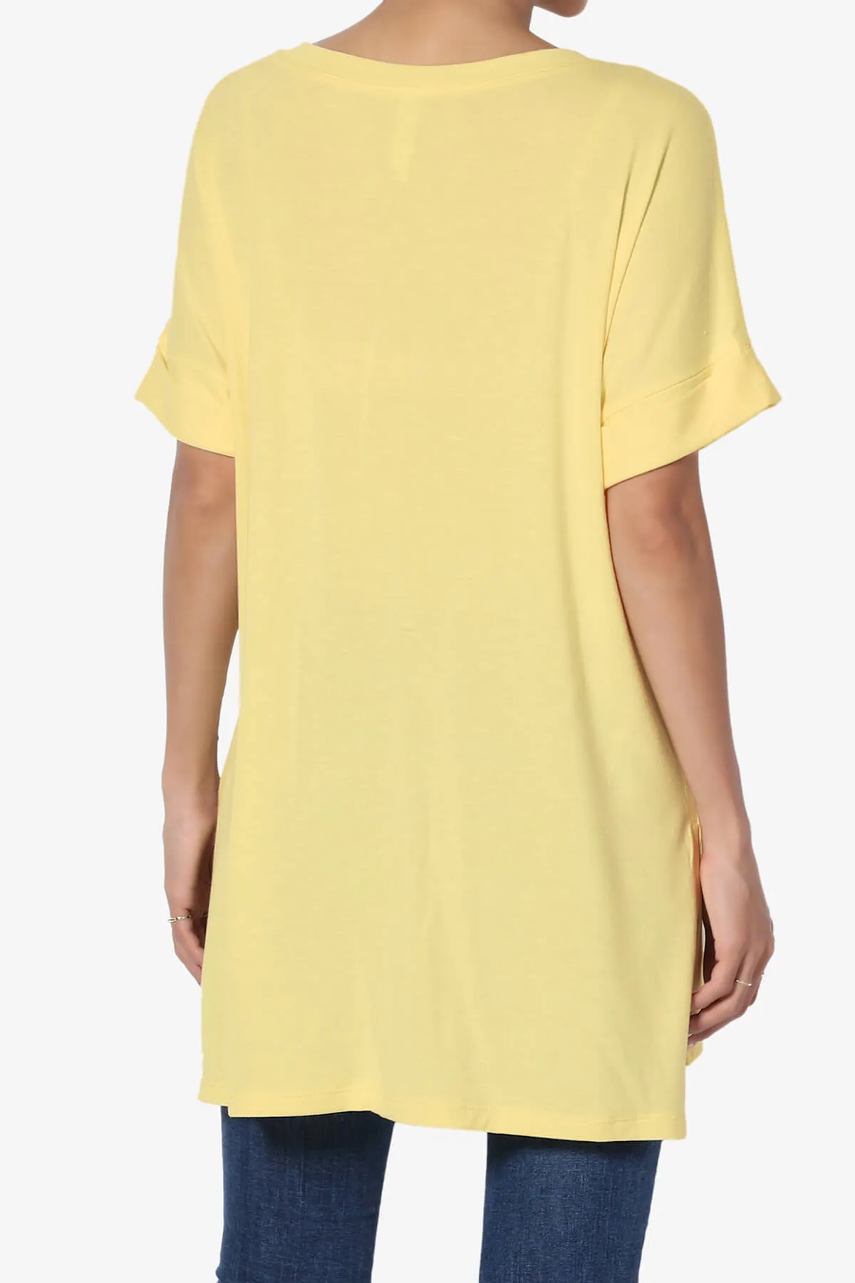 Onella V-Neck Rolled Short Sleeve Top PLUS