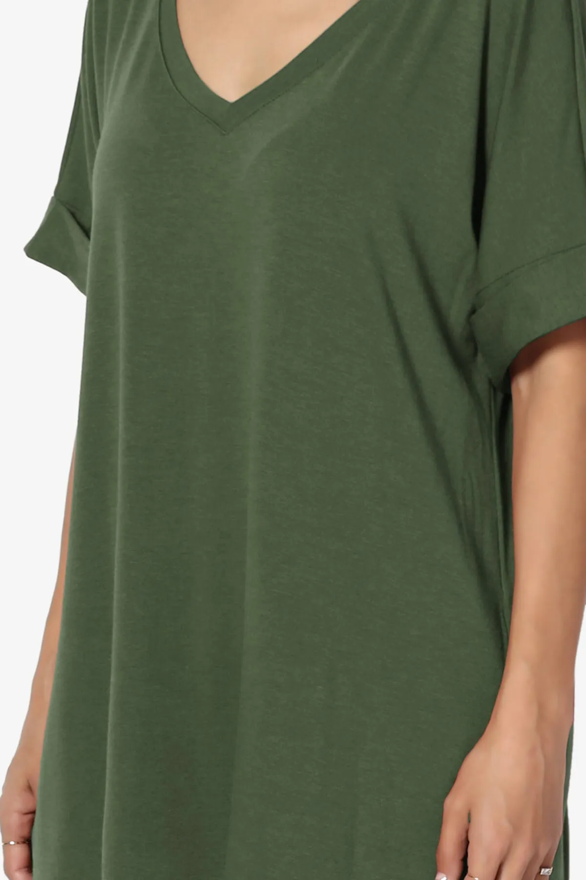 Onella V-Neck Rolled Short Sleeve Top PLUS