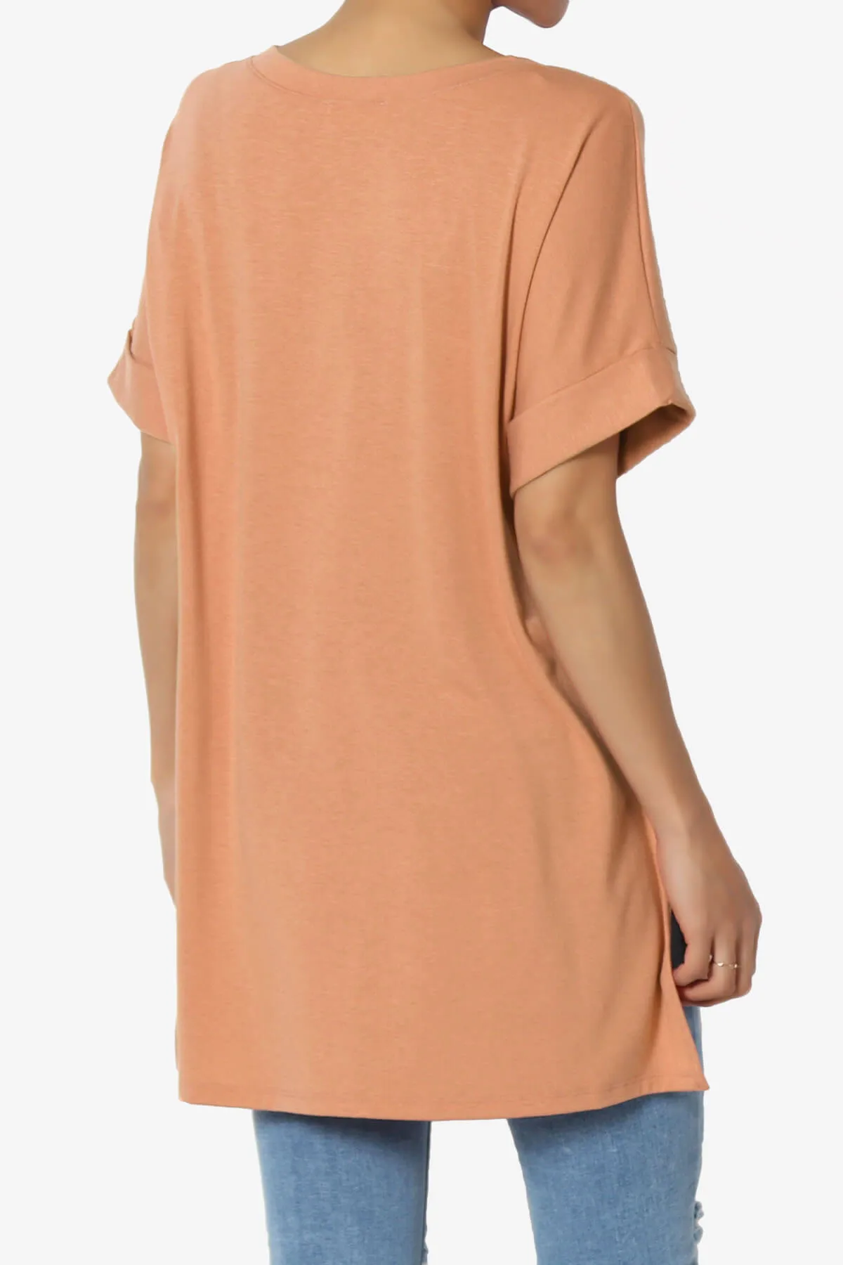 Onella V-Neck Rolled Short Sleeve Top PLUS