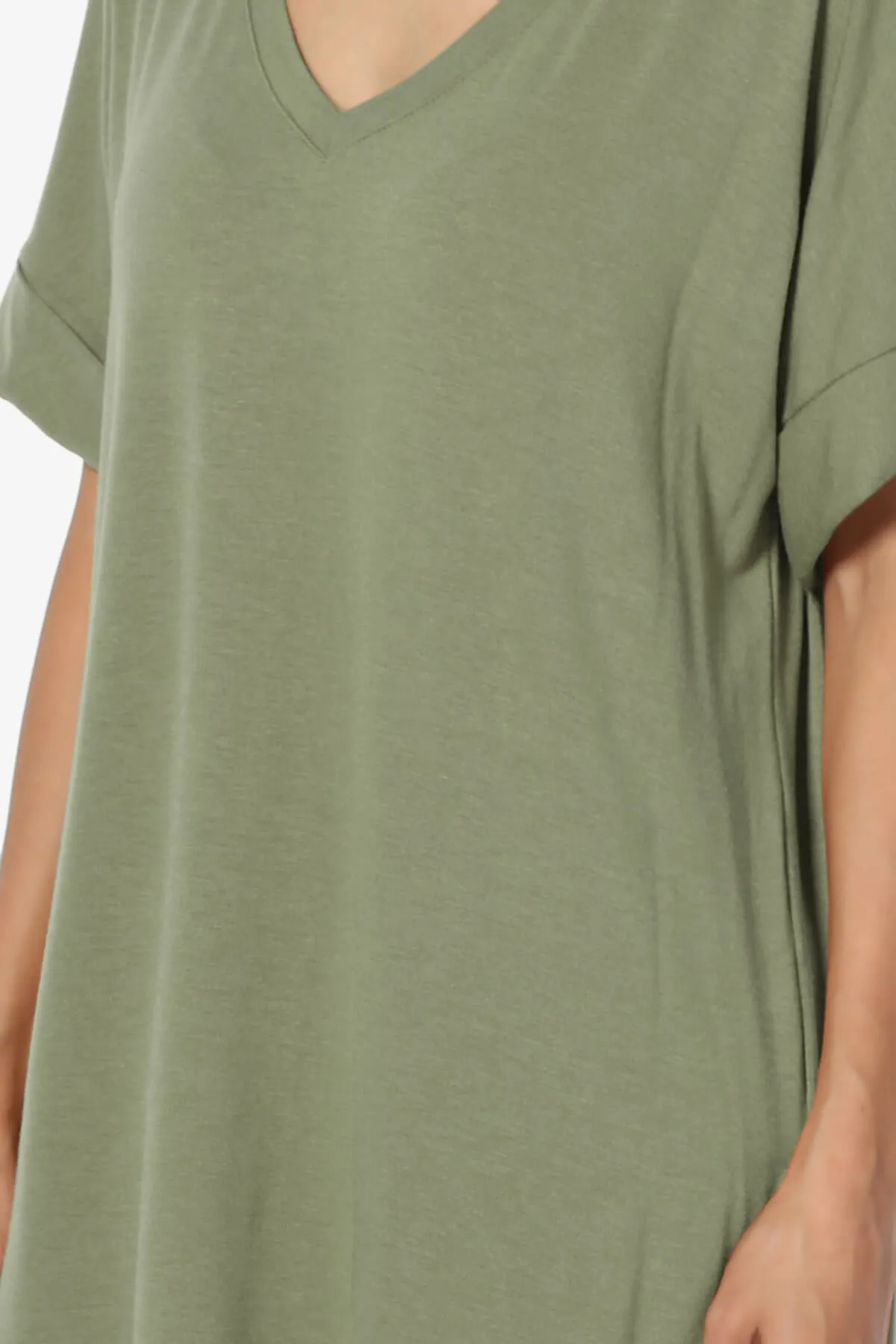 Onella V-Neck Rolled Short Sleeve Top PLUS