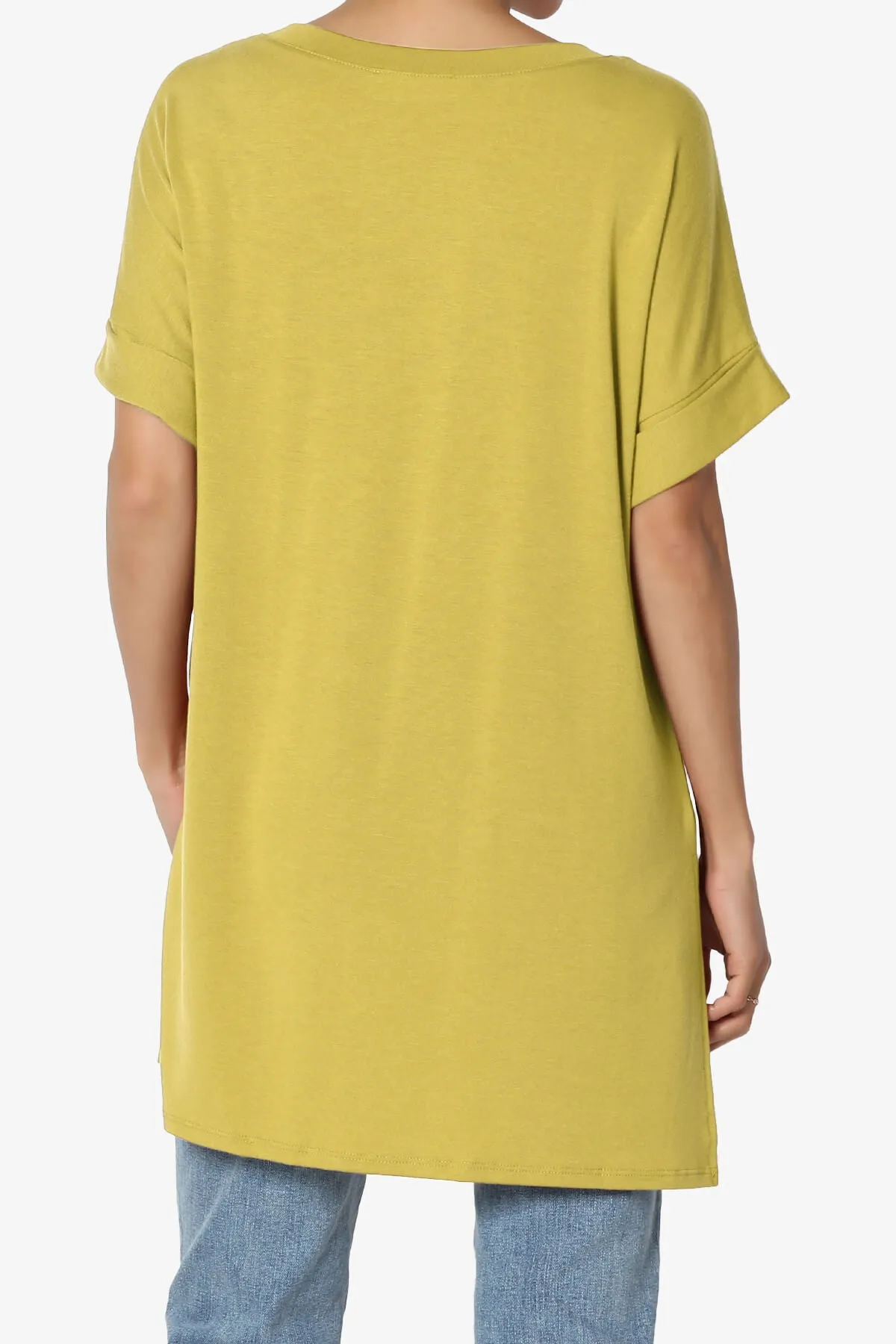 Onella V-Neck Rolled Short Sleeve Top PLUS