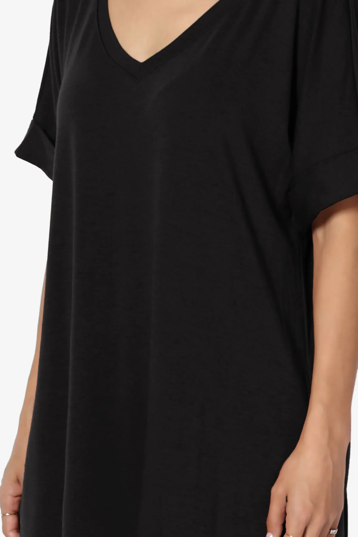 Onella V-Neck Rolled Short Sleeve Top PLUS