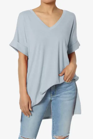 Onella V-Neck Rolled Short Sleeve Top PLUS