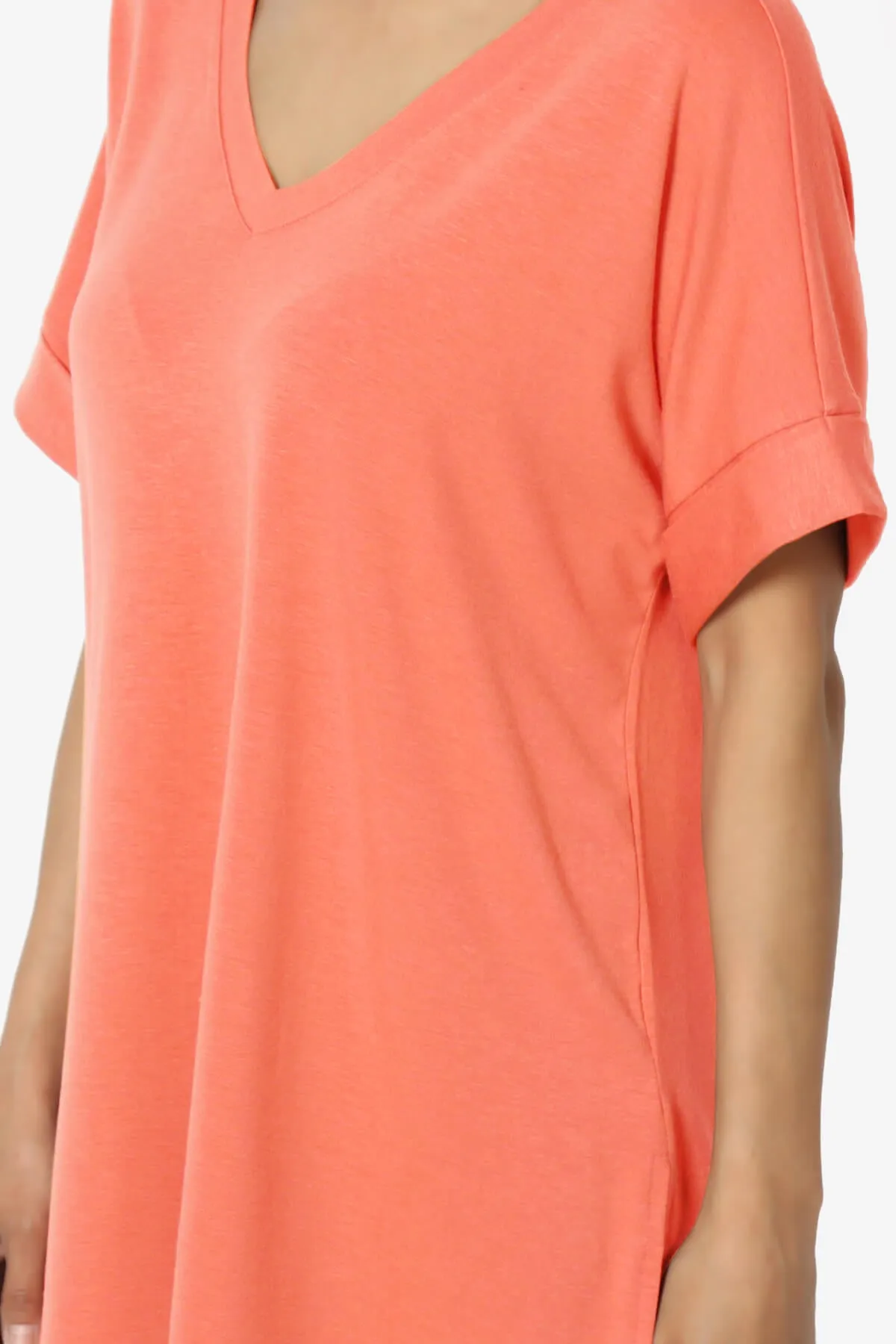 Onella V-Neck Rolled Short Sleeve Top PLUS