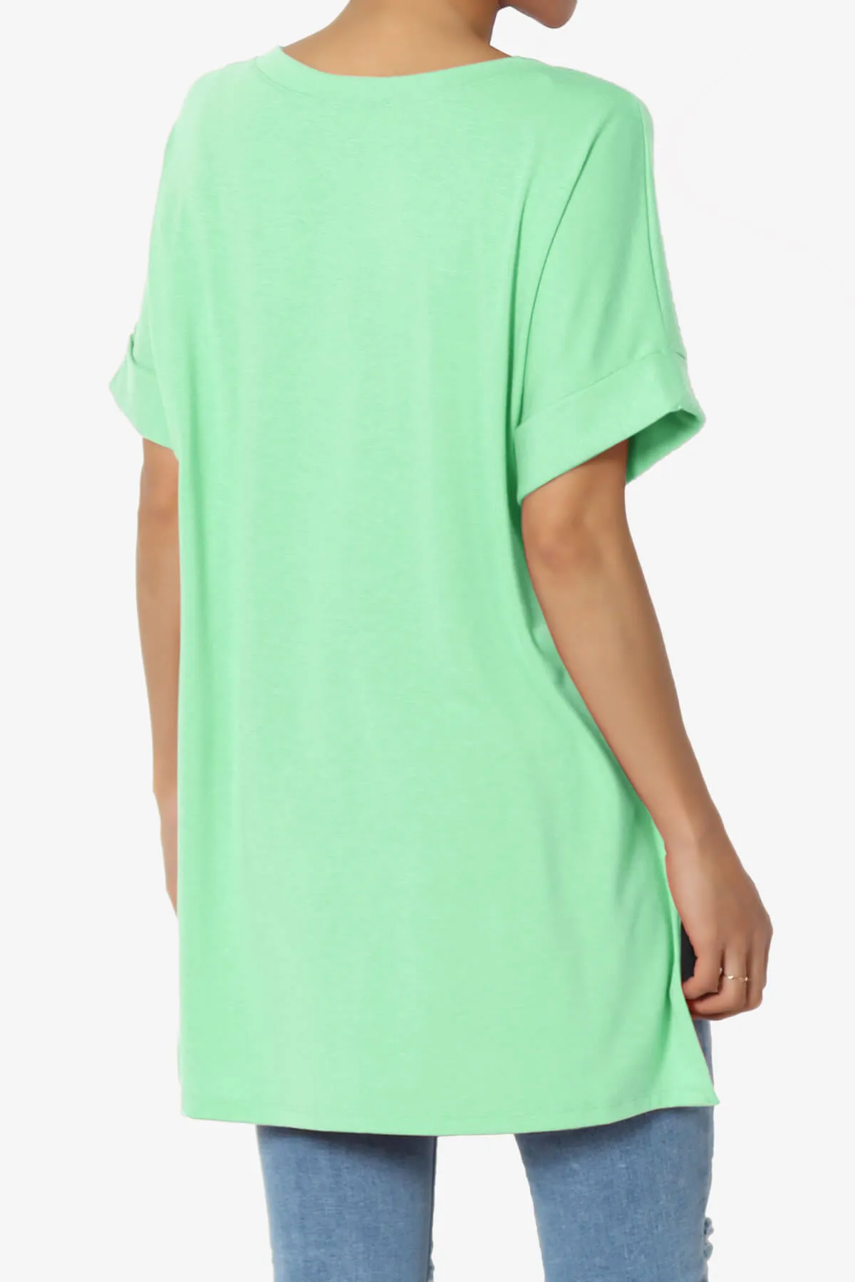 Onella V-Neck Rolled Short Sleeve Top PLUS